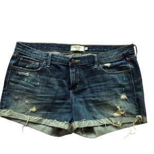 Abercrombie & Fitch mid rise distressed & light wash pockets cutoff jean shorts